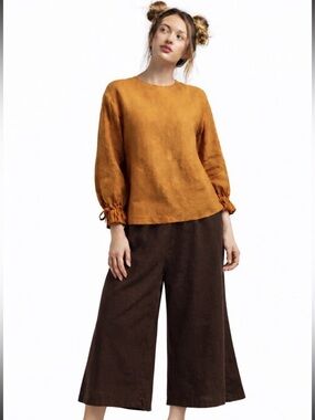 Terzo Millennio Italian Linen Pull on Palazzo Pant